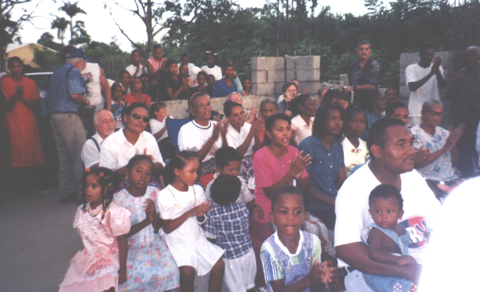 Having Church services before the walls were up.  The Domincans are very hungry for God's Word.